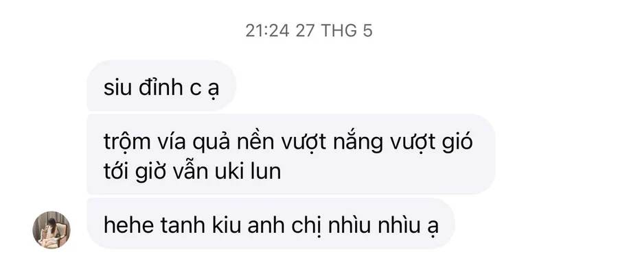 Tin nhắn khách gửi AMI: trộm vía quả nền vượt nắng vượt gió tới giờ vẫn uki lun
