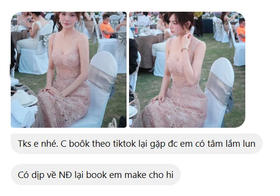 Tin nhắn khách gửi AMI kèm ảnh dự tiệc cưới: chị book theo TikTok, lại gặp được em có tâm lắm luôn